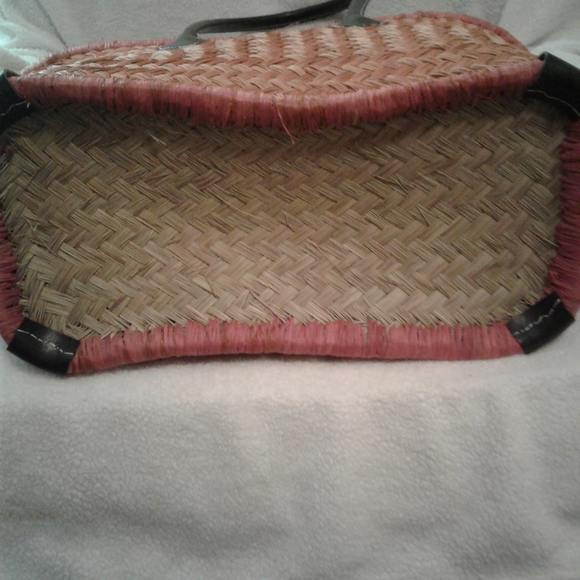 NWT Sun 'n Sand Lg Straw Tote Bag with Leather Handles Beach Market Shopping - Picture 3 of 10